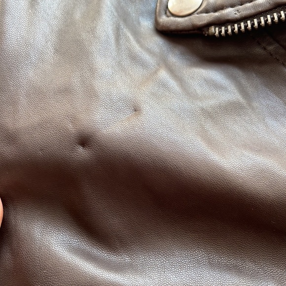 IDENTIFY dark brown leather jacket sz4/6 soft supple Schott Perfecto style - Picture 8 of 8